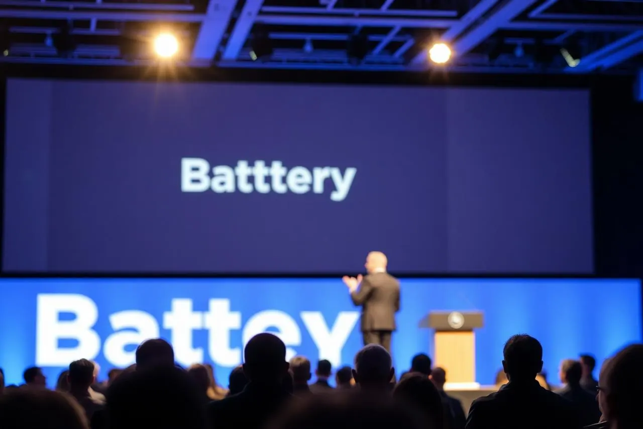 Speaker at a battery industry conference